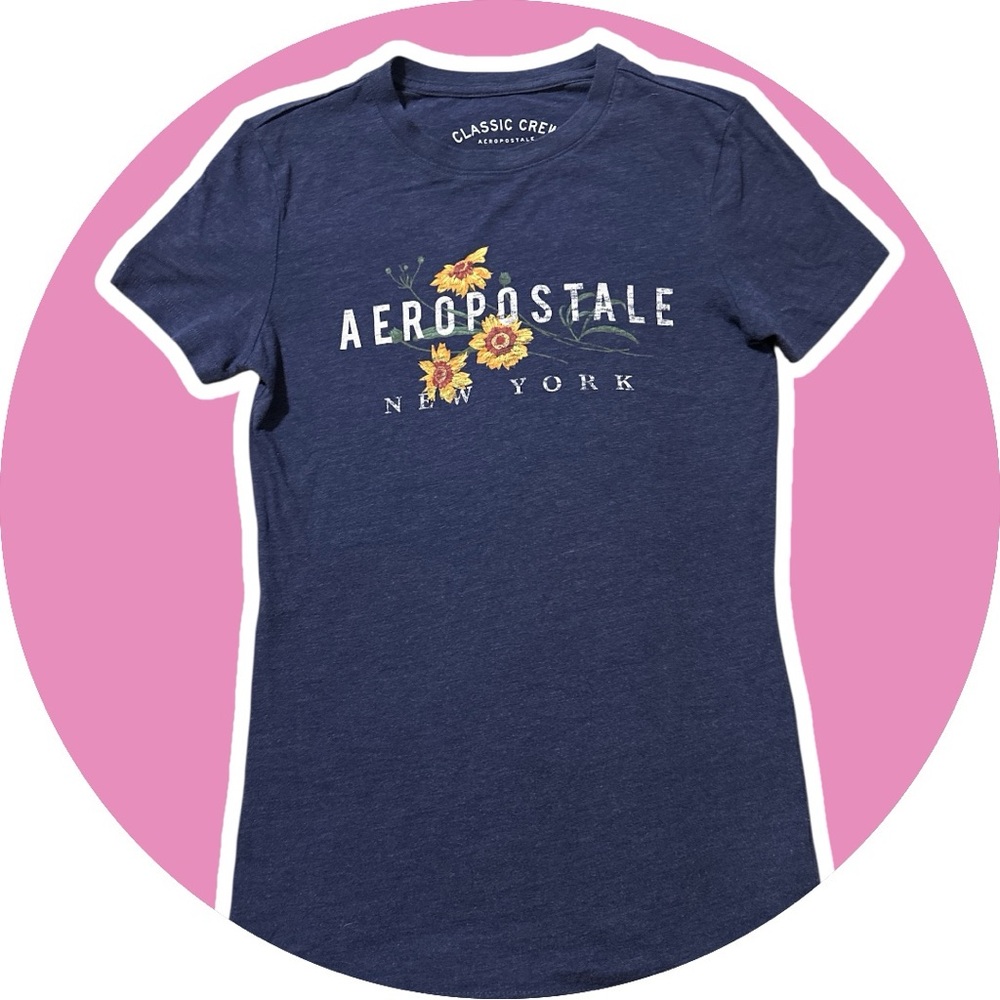 Aeropostale Short Sleeve Junior Tees - Yellow, Navy, Gray, Peach - Picture 3 of 5